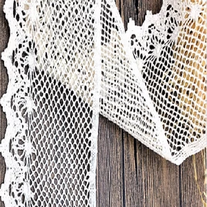 Wholesale Woven 12CM stock lace garment accessories beige mesh wave edge cotton lace