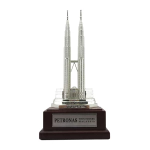 Directement fournisseur personnalisé argent Petronas tours jumelles 3D modèle de construction Malaisie Souvenir 3D modèle de bâtiment