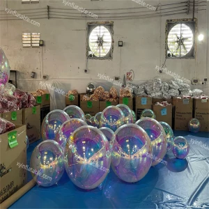 Factory price hanging mirror balls inflatable rainbow mirror balloon for decoration