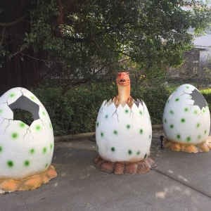 Amusemengt Park Products Outdoor Playground Fiberglass And Silicone Rubber Animatronic Dinosaur Eggs For Taking Pictures