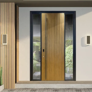 Luxury Custom Wood Grain Pivot Entry Door with Glass for Villas