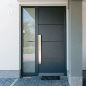 Custom Aluminum Glass Front Door with Metal Double Doors and Sidelights for Villas