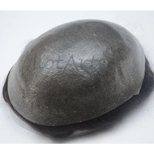 toupee della pelle dei capelli umani 0.04mm 0.06mm 0.08mm v loop toupee