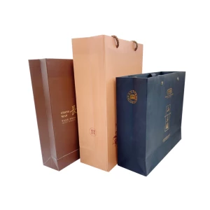 Color printed cardboard paper bags with rope for tea and alcohol packages