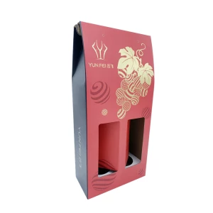 Color printed paper corrugated box package with double window and holder for alcohol