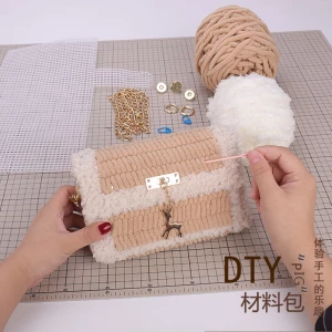 DIY Knitting Crochet Bag Making Kit, Handmade Woven Tote Bag Making Materials Set Women Shoulder Bag Making Accessories