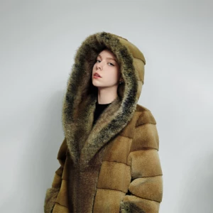 Women's Fluffy Faux Fur Long Overcoat Winter Long Sleeve Eco-friendly Fur Coat With Hood