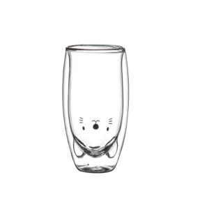 250ml Direct factory double wall glass cat coffee milk juice wine cups