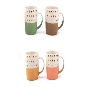Tribal style frosted ceramic tea cups set milk cup pattern customizable ceramic mug coffee mugs
