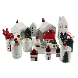 Modern simple ceramic Christmas home decoration series Christmas porcelain decoration set