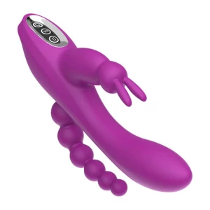 Amazon Hot Sell 3 in 1 G-Spot Rabbit Anal Dildo Vibrator Clitoris Vagina Stimulator Waterproof Massager Adult Sex Toys For Women