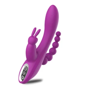 Amazon Hot Sell 3 in 1 G-Spot Rabbit Anal Dildo Vibrator Clitoris Vagina Stimulator Waterproof Massager Adult Sex Toys For Women