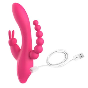 Amazon Hot Sell 3 in 1 G-Spot Rabbit Anal Dildo Vibrator Clitoris Vagina Stimulator Waterproof Massager Adult Sex Toys For Women