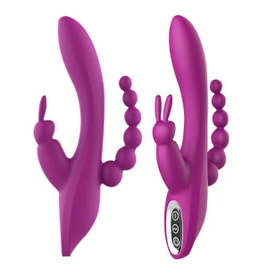 Amazon Hot Sell 3 in 1 G-Spot Rabbit Anal Dildo Vibrator Clitoris Vagina Stimulator Waterproof Massager Adult Sex Toys For Women