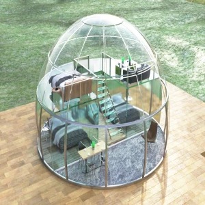 Outdoor Waterproof Transparent Pc Glass Room Wedding Party Event Camping Hotel Clear Glamping Garden Igloo Geodesic Dome Tent