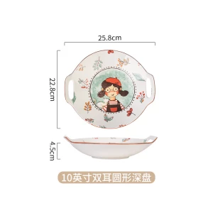 Nordic dish porcelain dinnerware  lovely fairy tale forest gratin dish set household Japanese dish bowl ceramic children's tableware