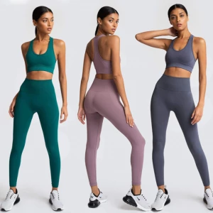 Seamless Gym Clothing For Women Workout Yoga Set High Waist Seamless Shorts Fitness Yoga Longsleeve Crop Top Legging Bra Set