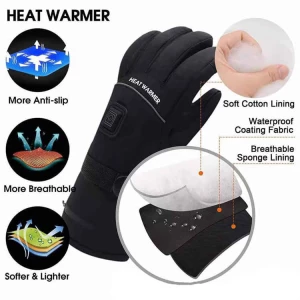 Winter Warm Windproof Touch Screen Texting Rechargeable Battery Heated Gloves