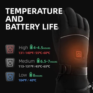 Winter Warm Windproof Touch Screen Texting Rechargeable Battery Heated Gloves