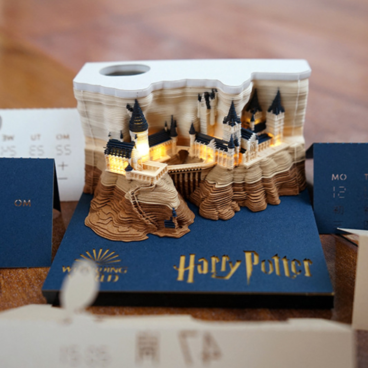 Customized 3D Block NotePad Calendar New Style Harry Potter Series Hogwarts Castle Design Notepad
