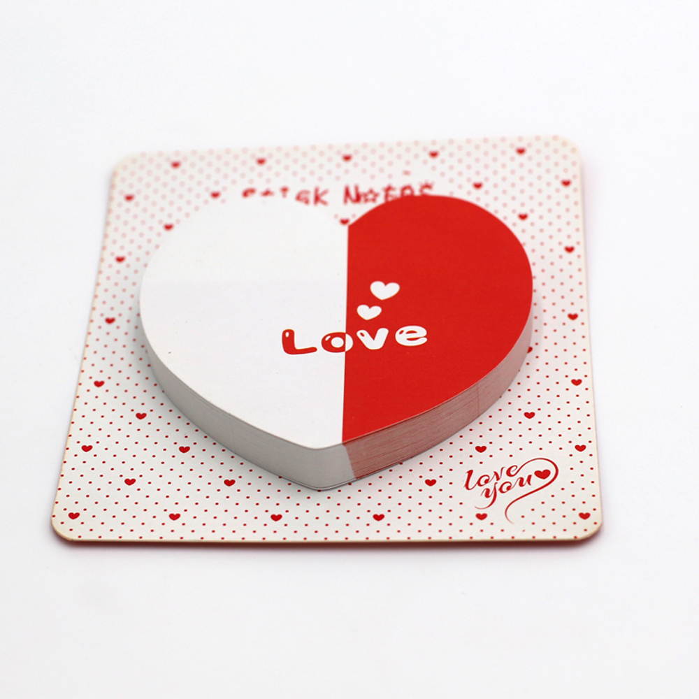 Wholesale Customized logo hot sale fancy cute heart-shaped sticky notes free color printing Mini Memo Pad