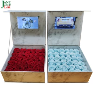 Marble White Video Box Gift with 7 inch video player lcd screen Upload your own Video by USB