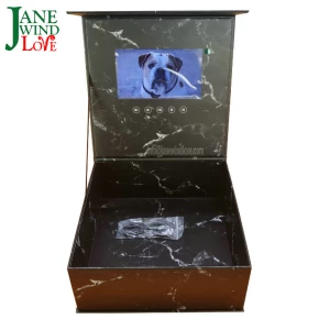 Marble Black Video Gift Box 26.5*26.5*11cm with 7 inch Lcd Screen Upload Personal Video memory video box for gift