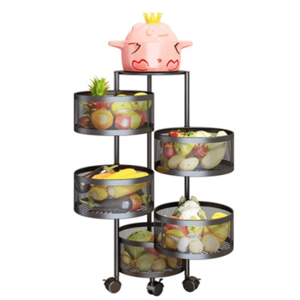Kitchen rotating storage rack floor multi-layer round square basket fruit and vegetable storage rack