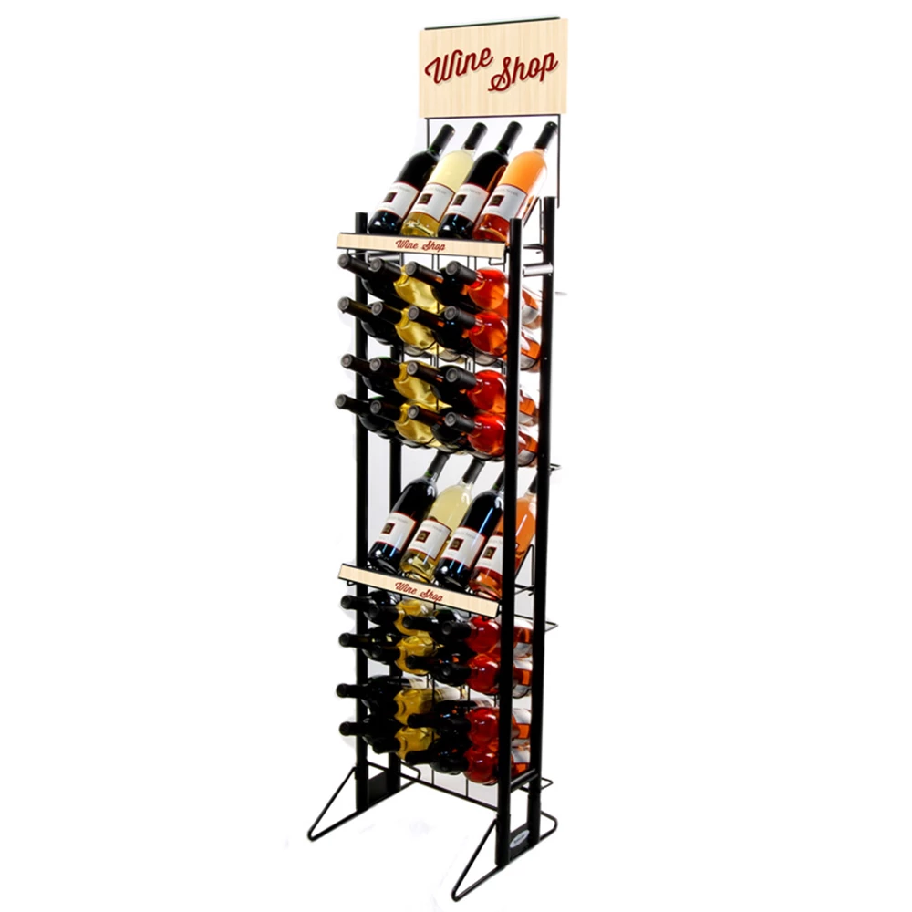 Wholesale Custom Retail Store Supermarket Pop Metal Liquid Wine Water Bottle Beverage Display Rack