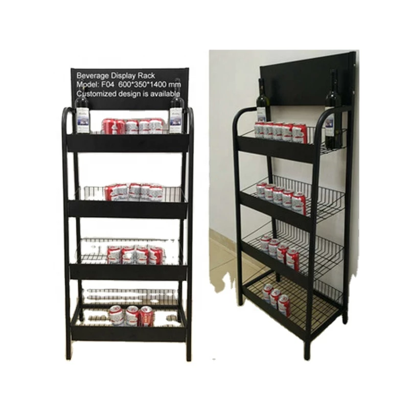 Cola metal display floor stand energy drink display rack for retail store