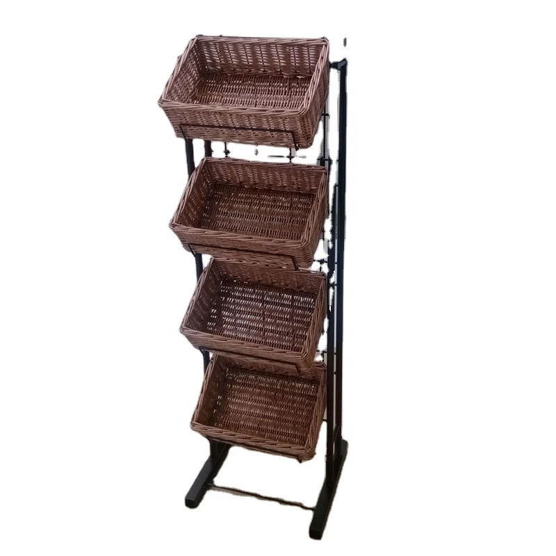 All natural basket display rack for bread/food&bread display rack