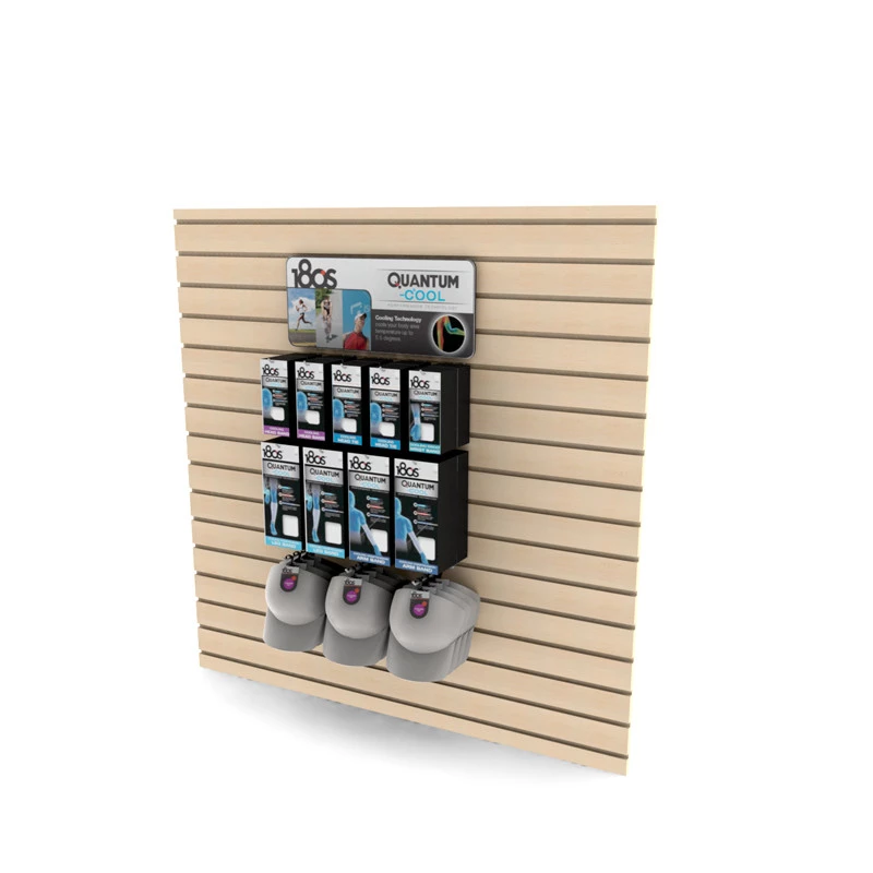 Custom mobile phone accessories wooden slatwall display showcase