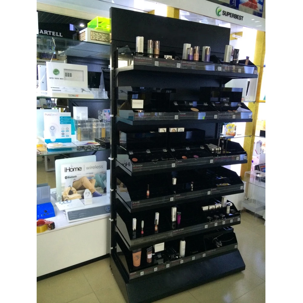 Multifunctional Used in Eye Shadow and Lipstick Acrylic Metal floor cosmetic display shelves