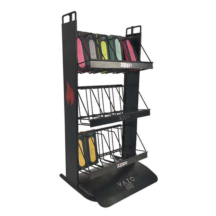 Black Shelves for Supermarket Tradeshow Free Standing metal wire Display Rack