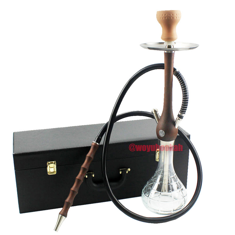 W14 Wooden Shisha Hookah With Safe Leather Case Packing