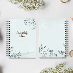 2022 flowers Spiral Hardcover Weekly Goals Notepad Journal Notebook Monthly Planner