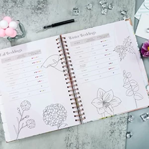 Wedding Planner Book and Organizer Happy Wedding Planner Engagement Gift for Bride - Make Your Wedding Countdown Planning Easy and Organized (flower)