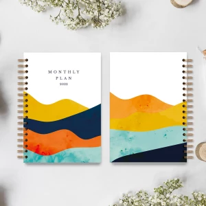 Spiral hardcover Notebook monthly mountain range  notebook