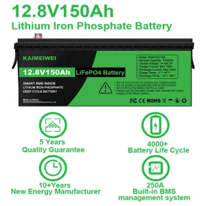 12V 150Ah LiFePO4 Deep Cycle Rechargeable Lithium Iron Phosphate Battery