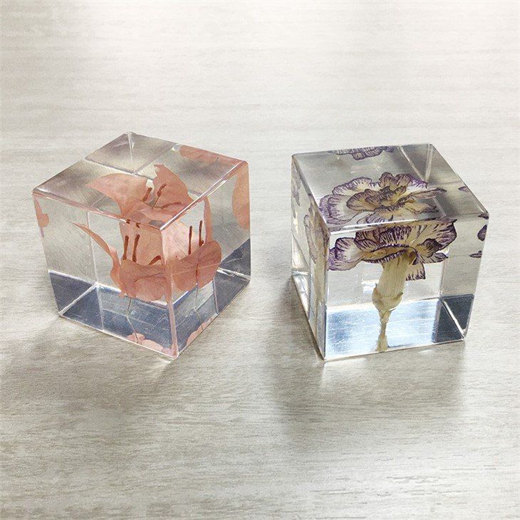 Square Acrylic Dried Flower Paperweight