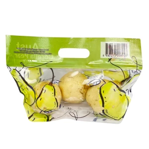 Wholesale Environmental Zipper Bag Flat Bottom Window Plastic Food Fruit Grape Pear Apple Cherry Cucumber Pepper Tomato Packaging Bag