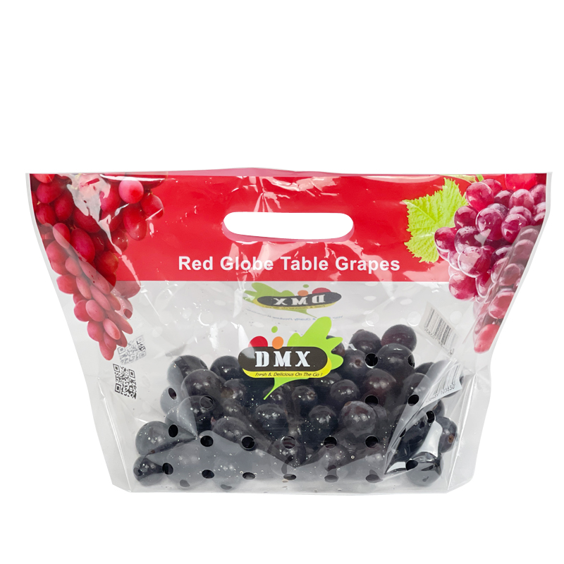 Low MOQ Easy To Handle Market Hot Sale Fruits And Vegetables Bag OEM Custom Printed Stand Up For Grape Cherry Apple Pear Fresh Fruit Cucumber Tomato Lemon Potato Vegetable Packaging Bag