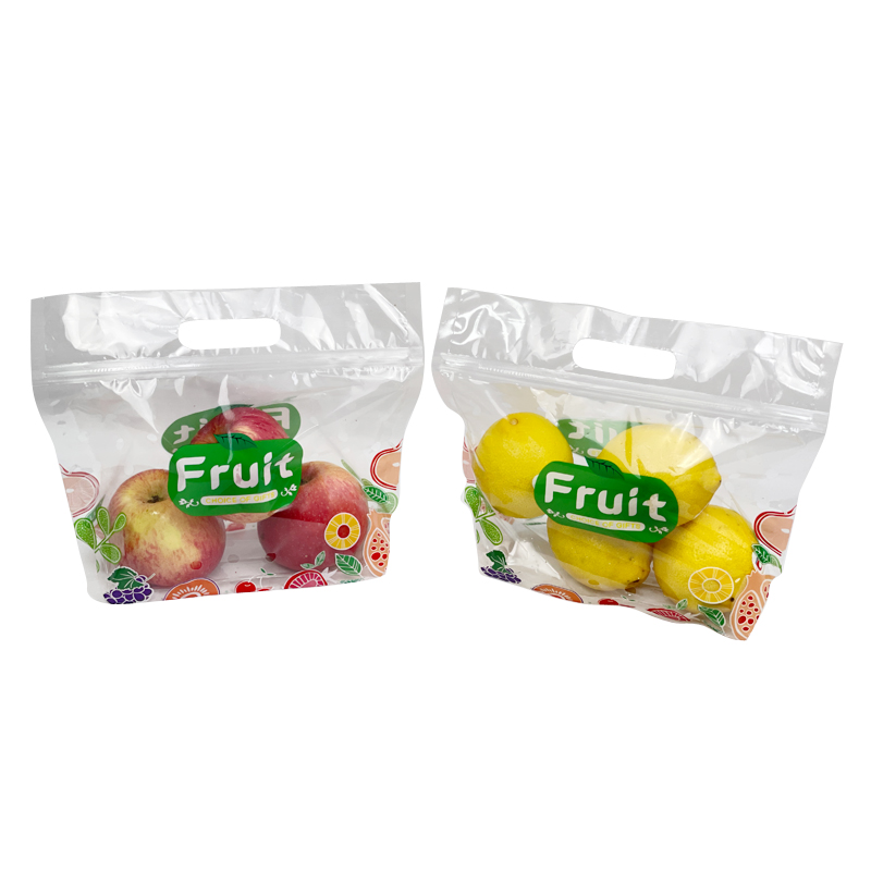 Customized Logo Printing Environment Friendly 100% Food Grade Material Laminated Grape Cherry Tomato Potato Apple Pear Cucumber Peppers Transparent Bag With Air Hole
