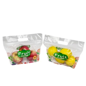 Customized Logo Printing Environment Friendly 100% Food Grade Material Laminated Grape Cherry Tomato Potato Apple Pear Cucumber Peppers Transparent Bag With Air Hole