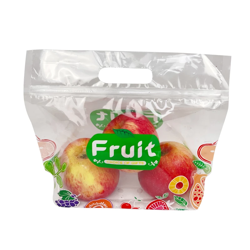 Customized Logo Printing Environment Friendly 100% Food Grade Material Laminated Grape Cherry Tomato Potato Apple Pear Cucumber Peppers Transparent Bag With Air Hole