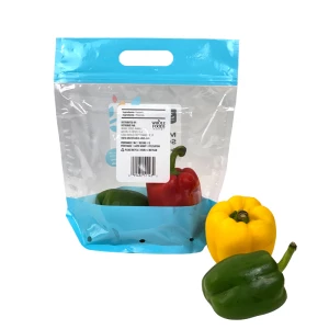 Food Grade Plastic 365 Mini Sweet Peppers Packaging Bag With Handle Stand Up Pouch Bag Air Hole 680g