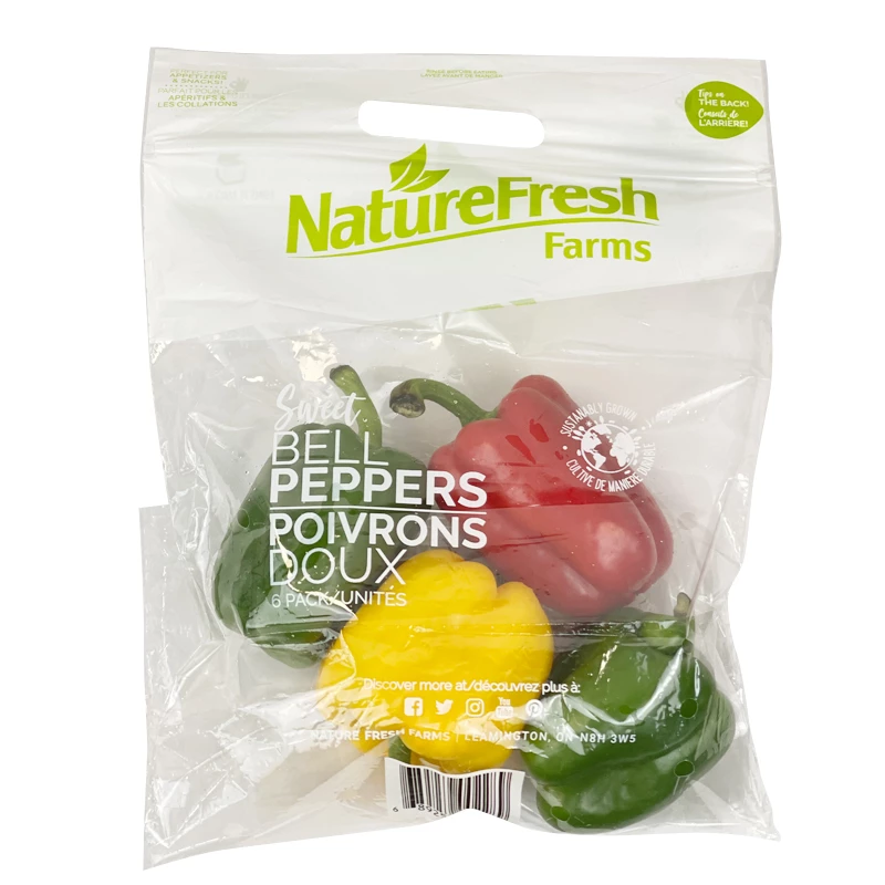 Nature Fresh Bell Peppers Vegetable Packaging Food Grade Anti-fogging Plastic Zipper Bag
