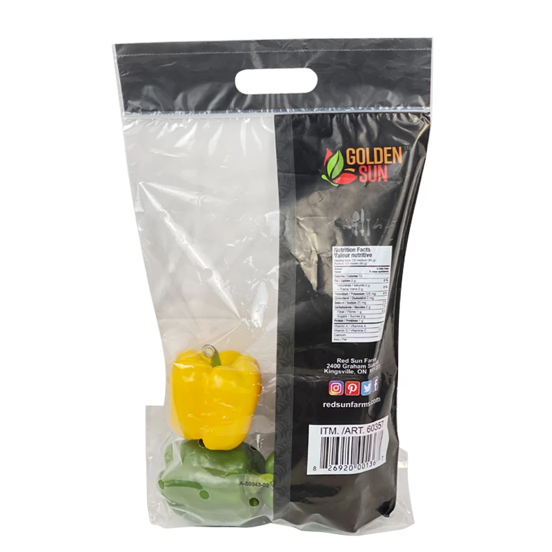 Goldensun Sweet Bell Peppers New Material Custom Print Supermarket Plastic Anti-fog Fresh Fruit Vegetable Packaging Bag With vent Holes