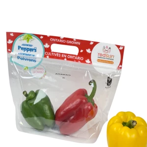 Redsun Assorted Peppers Customized Anti-fogging Logo Printing Environment Friendly 100% Food material Laminated Packaging Bag With Air Holes Handle Zipper