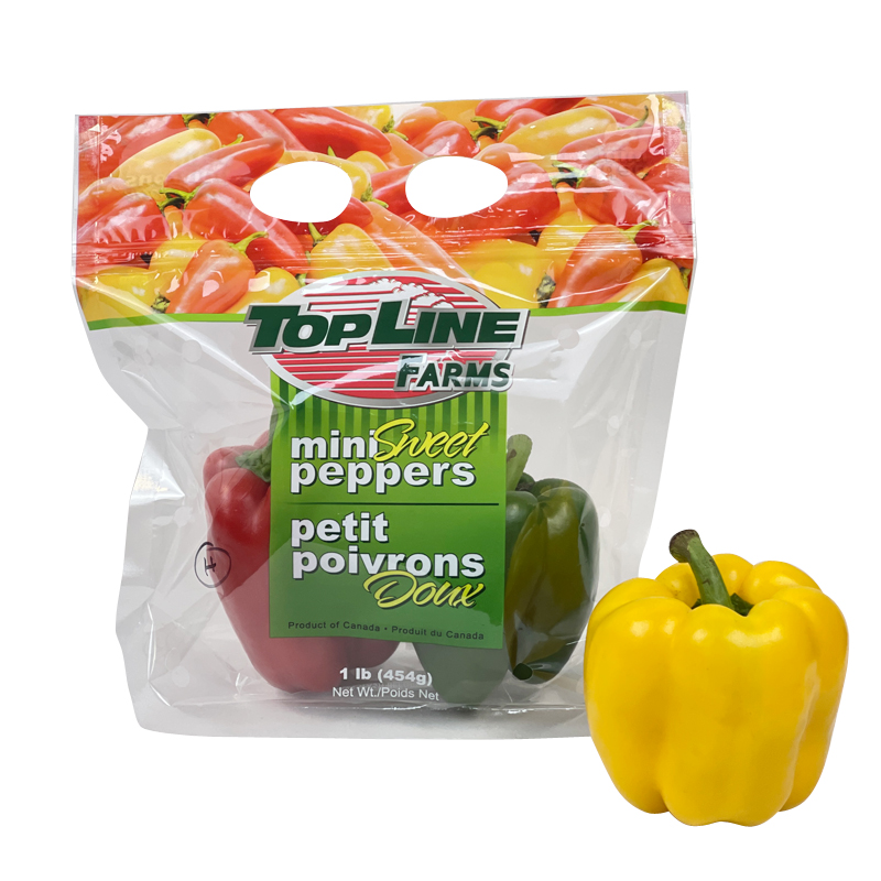 Top Line Farms Mini Sweet Peppers 1lb OEM Custom Printed Stand Up Zipper Resealable Bags For Fruit  Vegetable Packaging